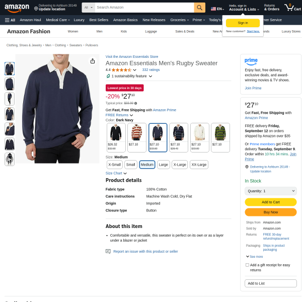 Essentials Men's Rugby Sweater