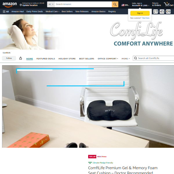 ComfiLife Premium Gel & Memory Foam Seat Cushion