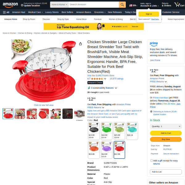 Large Chicken Shredder Tool Twist with Brush&Fork,