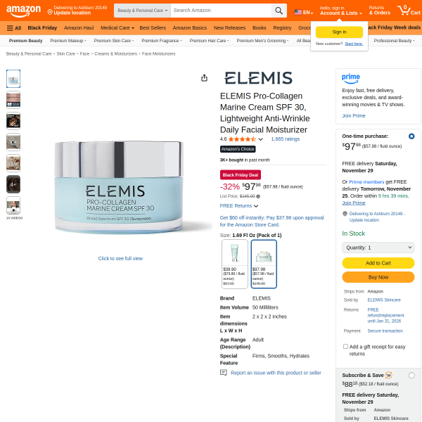 ELEMIS Pro-Collagen Marine Cream SPF 30