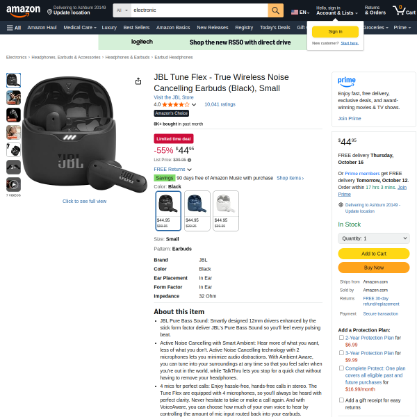 JBL Tune Flex - True Wireless Noise