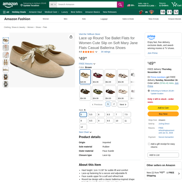 Lace up Round Toe Ballet Flats for Women Cute Slip on Soft Mary Jane Flats Casual Ballerina Shoes