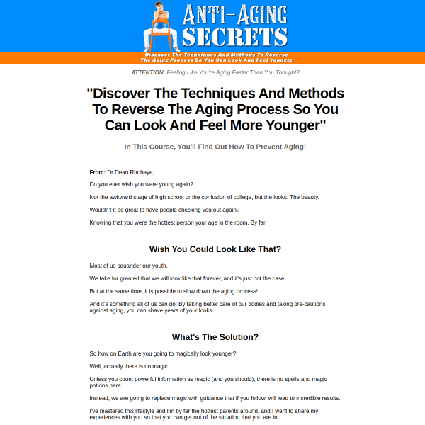 Discover The Techniques And Methods To Reverse The Aging Process
