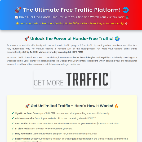 Get Free Traffic and Earn 50% Commissions!