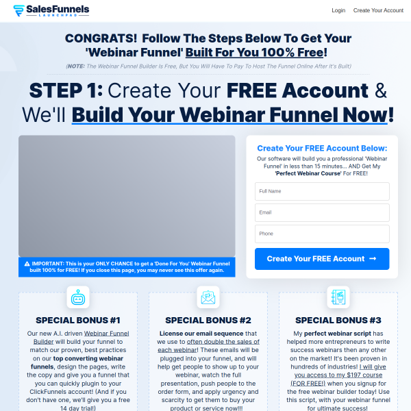 'Webinar Funnel' Built For You 100% Free!