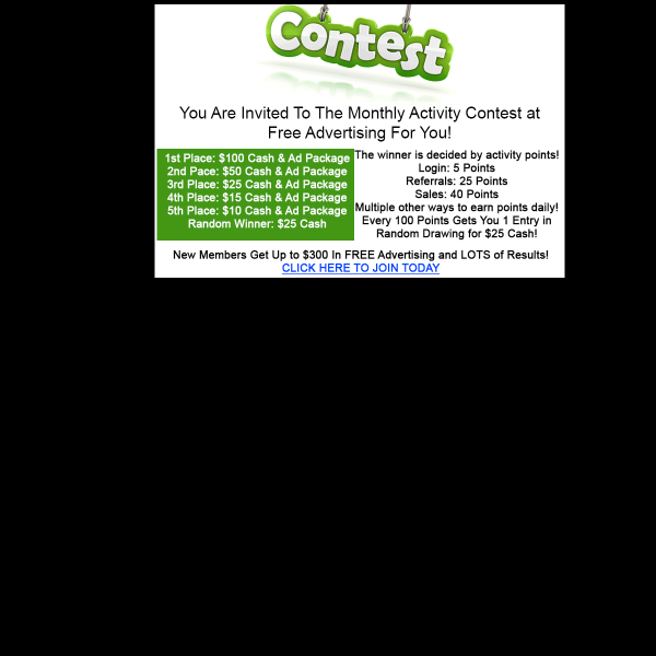 You Are Invited To The Monthly Activity Contest at Free Advertising For You!