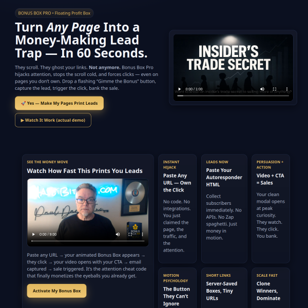 Turn Any Page Into a Money-Making Lead Trap In 60 Seconds.