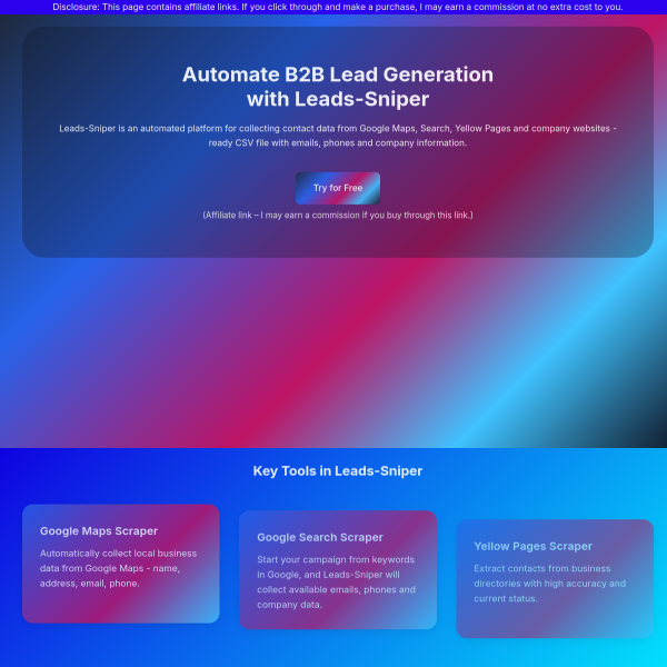 🎯 Generate 1000+ Leads in Minutes, Not Weeks - Try Leads-Sniper Free!🚀