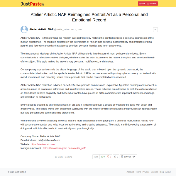 Atelier Artistic NAF Redefines Portraiture as Personal Expression