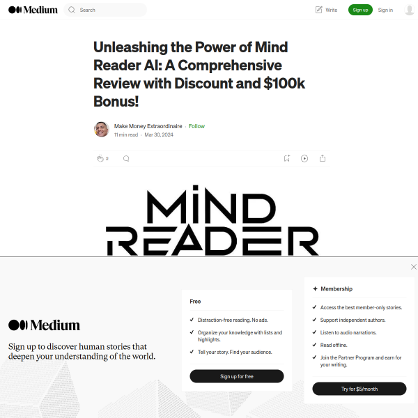 Unleashing the Power of Mind Reader AI: A Comprehensive Review with Discount and $100k Bonus!