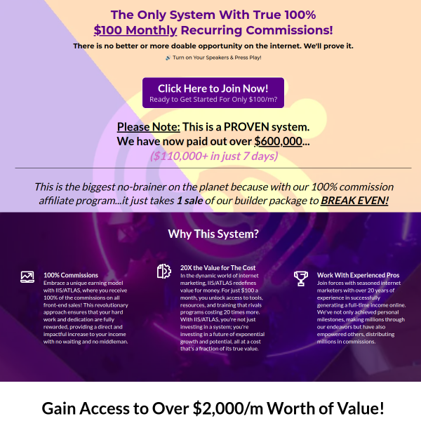 The Only System With True 100% Recurring Commissions!