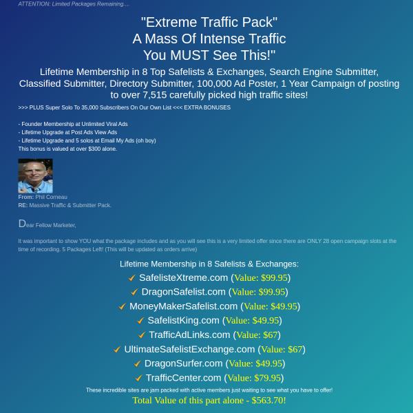 [eXtreme Traffic Package] Get a Mass of INTENSE Traffic for Whatever You Are Selling!