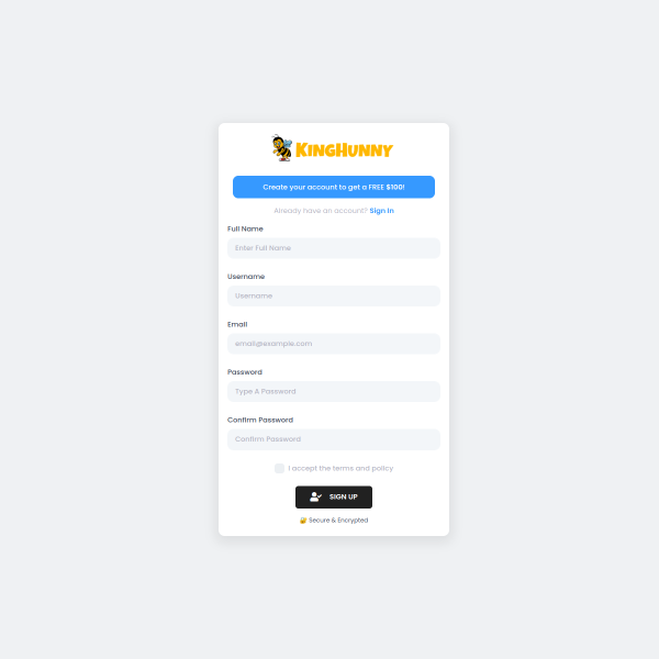 Get $100 sign up bonus when you register