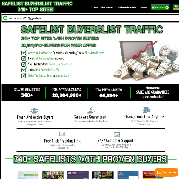 Get 250,000+ Clicks from 340+Top SAFELISTS