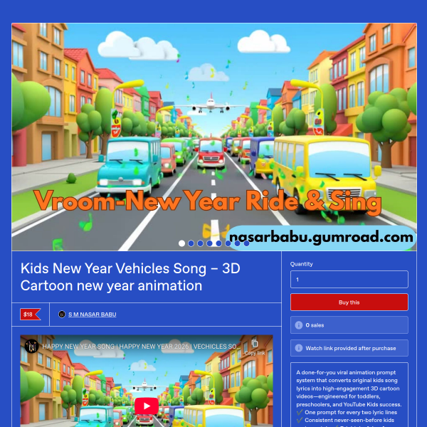 Happy New Year Vehicles Song for Toddlers | 3D Kids Cartoon Animation