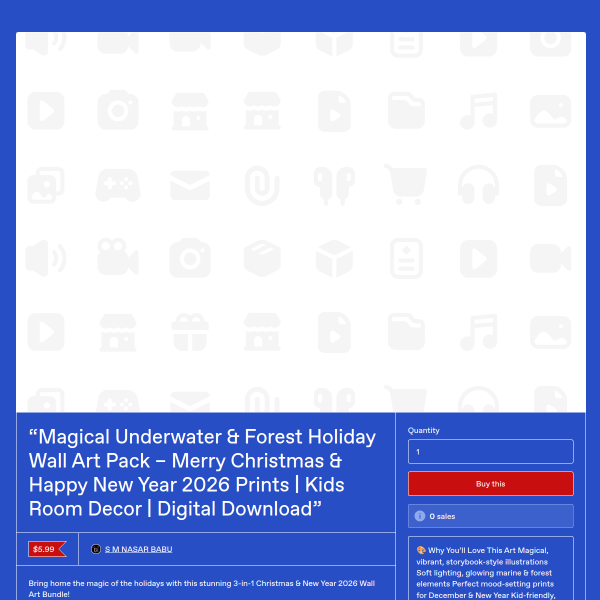 “Magical Underwater & Forest Holiday Wall Art Pack 