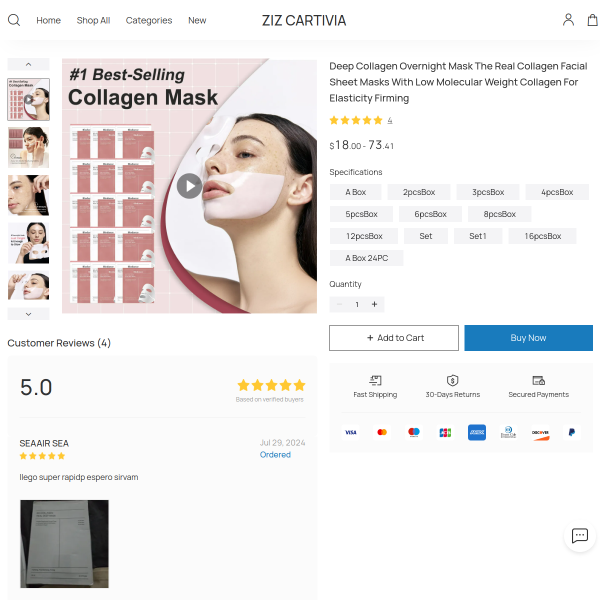 Deep Collagen Overnight Mask The Real Collagen Facial Sheet Masks With Low Molecular Weight Collagen