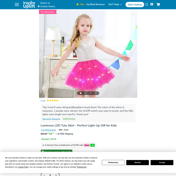 Luminous LED Tutu Skirt - Perfect Light-Up Gift for Kids
