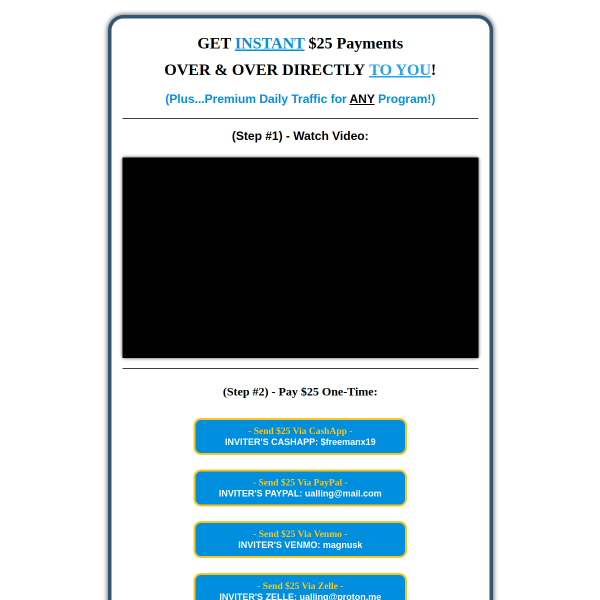 Get Instant $25 Over and Over Again