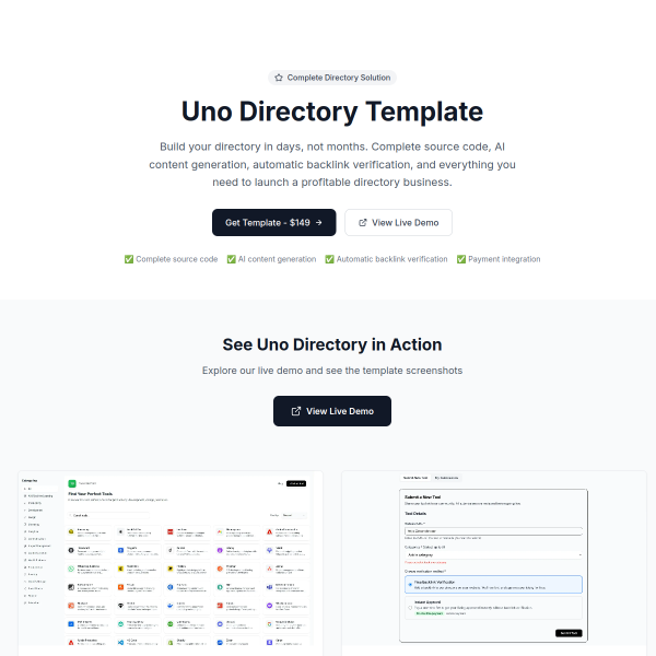 Build Your Next AI-Driven Directory Fast — Uno Directory