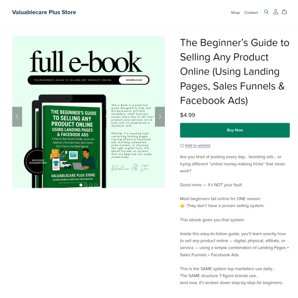 The Beginner’s Guide to Selling Any Product Online Using Landing Pages, Sales Funnels & Facebook Ad