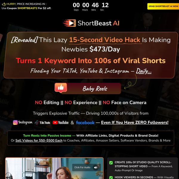 Generate 100+ Viral, Studio-Style Shorts in Seconds with ShortBeast AI