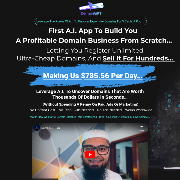 FIRST A.I. App To BUILD You A Profitable   Domain Business From Scratch… Tap into the $3 Billion Dom