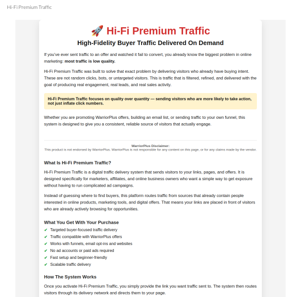 Hi-Fi Premium Traffic