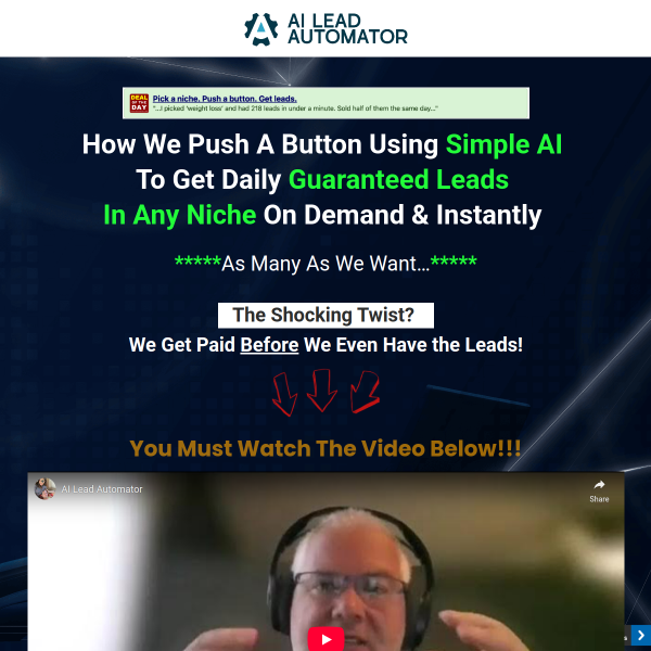Push a Button. Get Leads. Get Paid.
