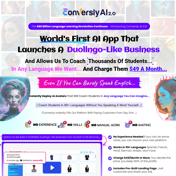 World's First AI App That Launches A Duolingo-Like Business.....Get Conversly AI 2.O Make 1000$/day.