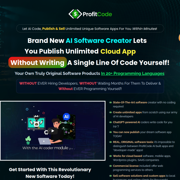 Start Your Own Biz with ProfitCode that Creates Apps In Any Local & Online Niche in Seconds!!