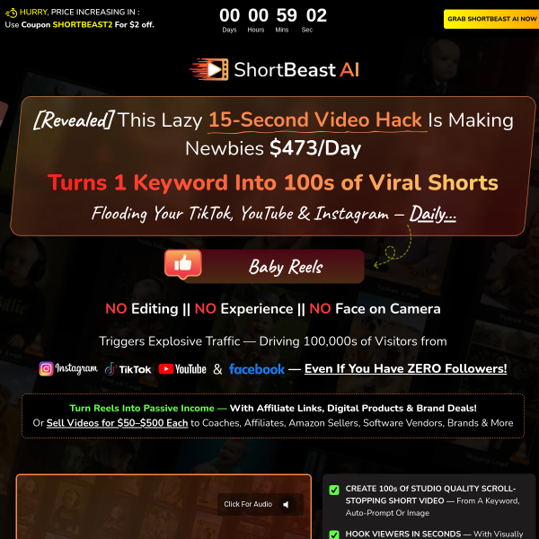 ⚡ ShortBeast AI — Turn Ideas Into Viral Shorts Instantly