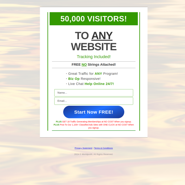 50,000 Visitors! to any Website