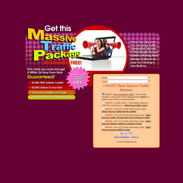 Get This MASSIVE TRAFFIC PACKAGE Absolutely FREE!