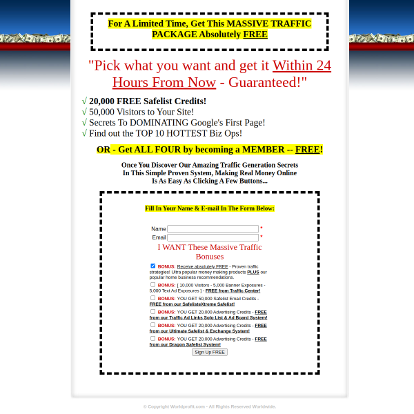Get This MASSIVE TRAFFIC PACKAGE Absolutely FREE!