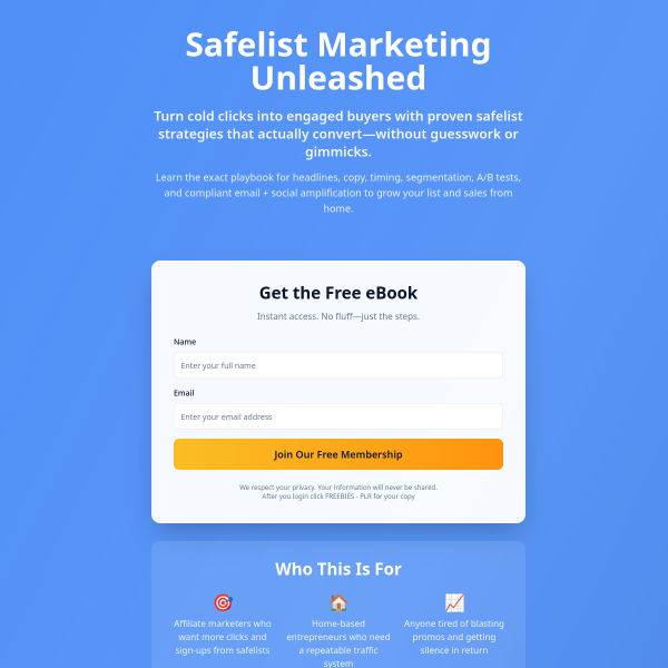 🚀 Reach Thousands Daily with Safelist Marketing — Free to Join & Use!
