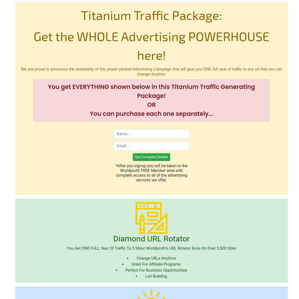 Titanium Traffic Package - Get the WHOLE Advertising POWERHOUSE here!