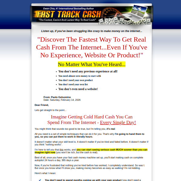 Get on board with Fast Track Cash!