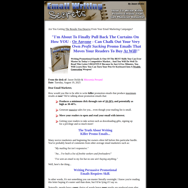 Emails writing secrets
