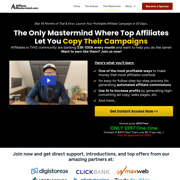 Earn 20% Lifetime Commissions With AffiliateMastermind.com Member area and video courses