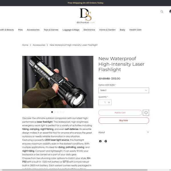 New Waterproof High-Intensity Laser Flashlight