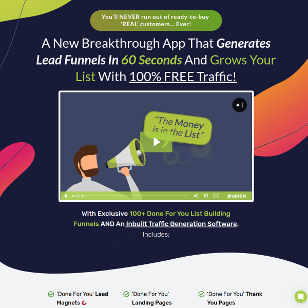 Generate Lead Funnels In 60 Seconds And Grow Your List With 100% FREE Traffic!