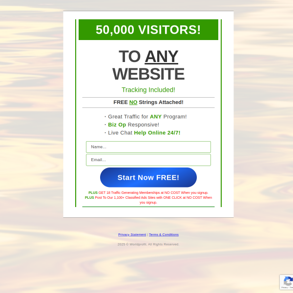 50,000 VISITORS: TO ANY WEBSITE - Tracking Included - FREE NO Strings Attached!