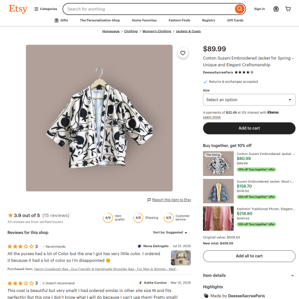 Cotton Suzani Embroidered Jacket for Spring – Unique and Elegant Craftsmanship