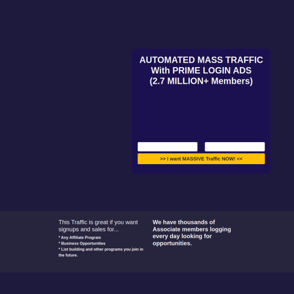 AUTOMATED MASS TRAFFIC With PRIME LOGIN ADS (2.7 MILLION+ Members)