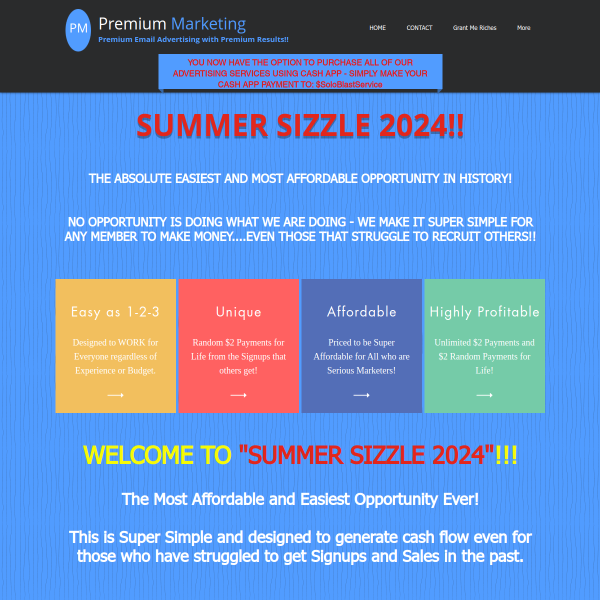 Welcome to Summer Sizzle 2024 - Unlimited $2 CashApp Payments Over and Over!