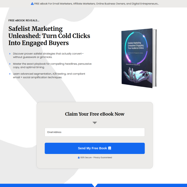 Free Book - Safelist Marketing Unleashed — Learn How to Get Results Fast.
