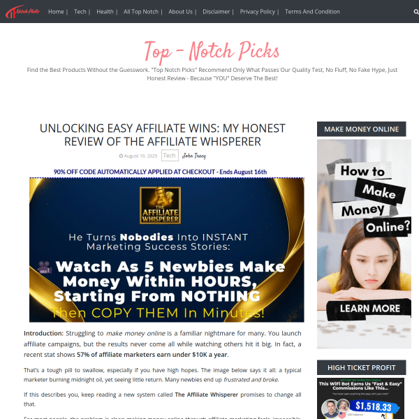 Unlocking Easy Affiliate Wins: My Honest Review of The Affiliate Whisperer