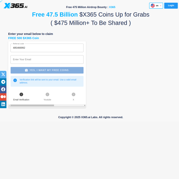 Get Your FREE 500 x 365 Coins Now! Equivalent to $22.50 Totally FREE