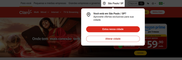 Claro Brazil website